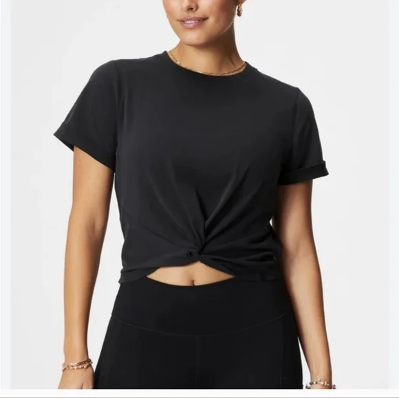 Fabletics Women’s 100% Cotton Black Twist Tee - Picture 1 of 2